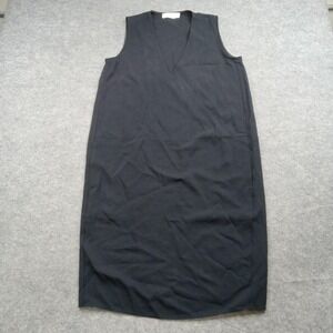 Everlane Dress Womens 0 Black Sleeveless V Neck Midi Shift Triacetate Casual